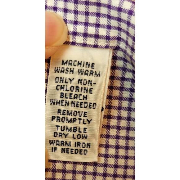 Ralph Lauren Men’s Classic Fit Purple Gingham Long Sleeve Shirt Size 16 34/35 - Picture 8 of 12